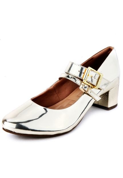 Scarpin Crysalis Bico Redondo Dourado - Marca Crysalis