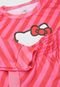 Conjunto 2pçs Infantil Manga Longa Tricae por Hello Kitty Listrado Rosa/Vermelho - Marca Tricae por Hello Kitty