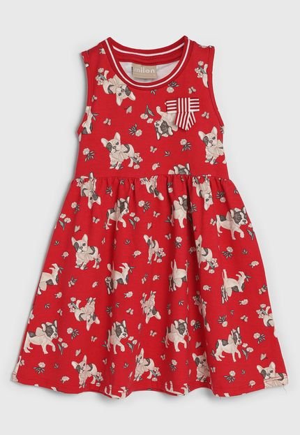 Vestido Milon Infantil Cachorro Estampado Vermelho - Marca Milon