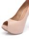 Peep Toe Di Cristalli Meia-Pata Embutida Salto Alto Nude - Marca Di Cristalli