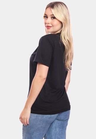 Tshirt Blusa Feminina Coffee Time Estampada Manga Curta Camiseta Camisa Preto