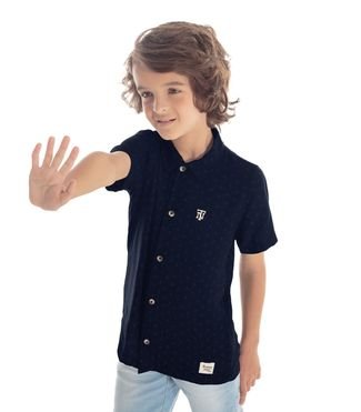Camisa Juvenil Masculina Gola Dupla Trick Nick Azul