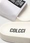 Chinelo Slide Colcci Lettering Off-White/Preto - Marca Colcci