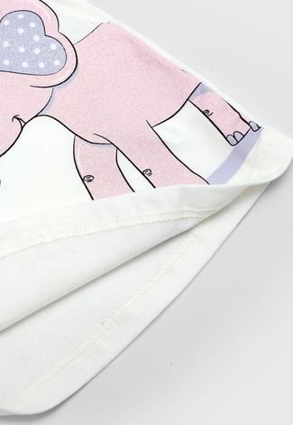 Conjunto Manga Curta 2pçs Brandili Infantil Elefante Off-White/Rosa