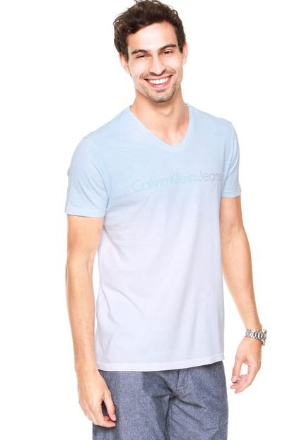Camiseta Calvin Klein Jeans Degradê Branco/Azul - Marca Calvin Klein Jeans
