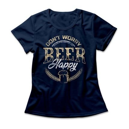 Camiseta Feminina Beer Happy - Azul Marinho - Marca Studio Geek 