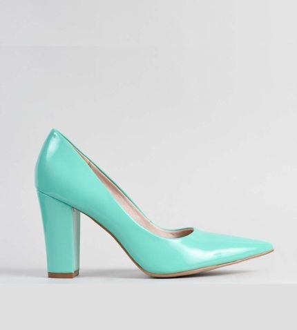 Scarpin Verniz CBK Salto Grosso 10cm Verde Tiffany - Marca CHIBINSKI