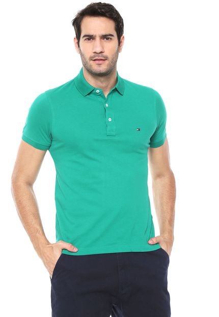 Camisa Polo Tommy Hilfiger Slim Logo Verde - Marca Tommy Hilfiger