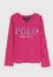 Camiseta Polo Ralph Lauren Infantil Lettering Rosa - Marca Polo Ralph Lauren