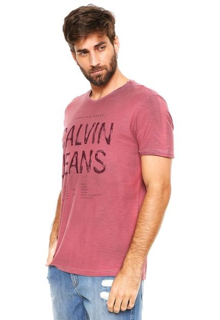 Camiseta Calvin Klein Jeans Lettering Vinho - Marca Calvin Klein Jeans