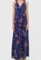 Vestido Sacada Longo Floral Azul-Marinho - Marca Sacada
