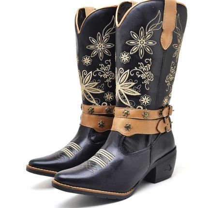 Bota Country Texana Feminina Preta Duda Machado - Marca Duda Machado