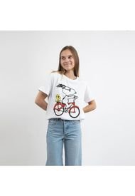 Polera Mujer Cool Bicycle Blanco Snoopy