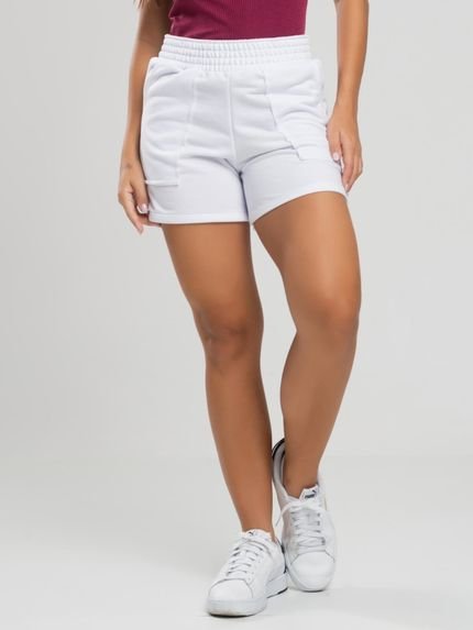 Short Curto Vicbela Cintura Alta Moletinho Branco - Marca Vicbela