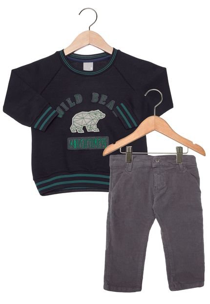 Conjunto Carinhoso Moletom Infantil Preto - Marca Carinhoso