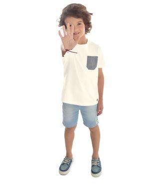 Camiseta Infantil Masculina Meia Malha Trick Nick Bege