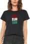 Camiseta Cropped FiveBlu Listras Laterais Preta - Marca FiveBlu