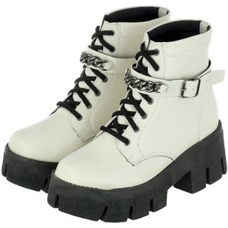 Coturno Feminino Donatella Shoes Confort com Corrente Branco