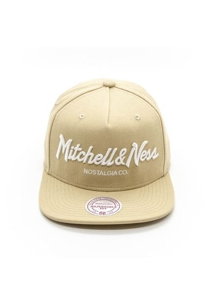 Boné Mitchell & Ness Aba Reta Snapback Pinscript Branded Bege - Marca Mitchell & Ness