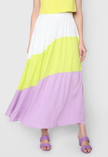 Saia Dress to Longa Color Block Lilás/Verde - Marca Dress to