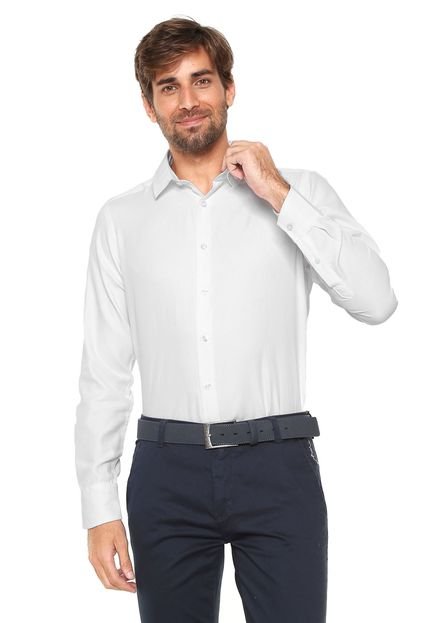 Camisa Aleatory Slim Padronagem  Branca - Marca Aleatory