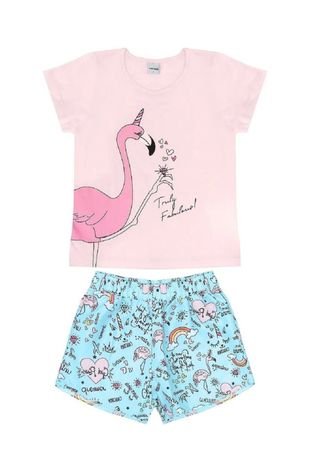 Conjunto Infantil Rovitex Short e Blusa Flamingo Rosa
