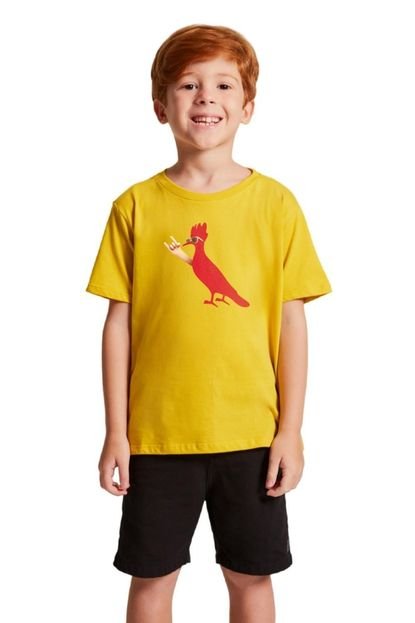 Camiseta Pica Pau Rockeiro Reserva Mini Amarelo - Marca Reserva Mini