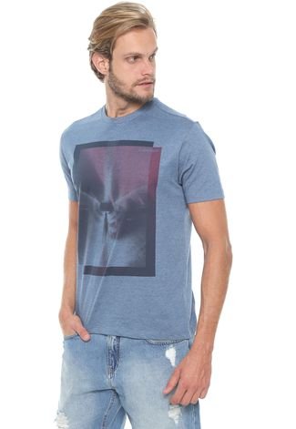 Camiseta Calvin Klein Slim Estampada Azul