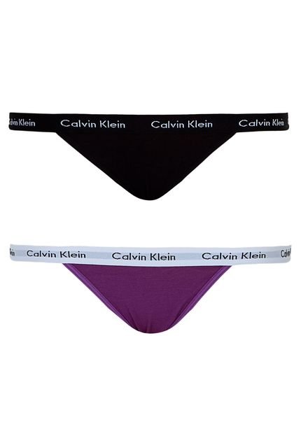 Kit 2 Calcinhas Calvin Klein Underwear Tanga Preta/Roxa - Marca Calvin Klein Underwear
