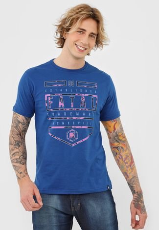 Camiseta Fatal Lettering Azul