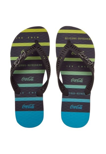 Chinelo Coca Cola Shoes Sunrise Preto/Verde/Azul - Marca Coca Cola