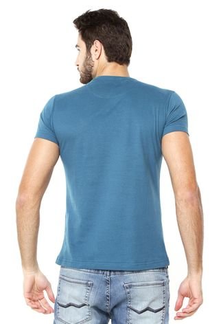 Camiseta Tropical Brasil Slim Estampada Azul