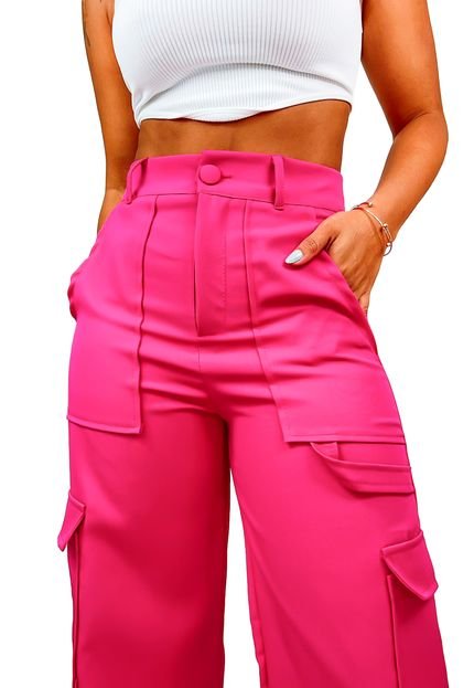 Calça YWCind Cargo Social Cintura Alta em Alfaiataria Elegante Pink - Marca YWC ind