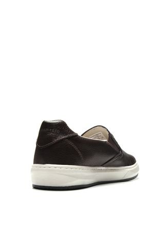 Slip On Couro Acostamento Liso Marrom