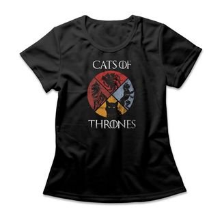 Camiseta Feminina Cats Of Thrones - Preto