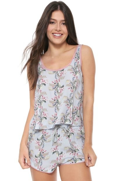 Short-Doll Cor com Amor Floral Azul - Marca Cor com Amor