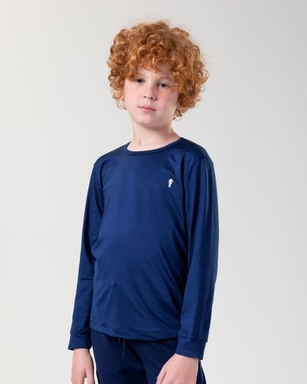 Camiseta Térmica Manga Longa Infantil Masculino Onda Marinha - Marca Easyday