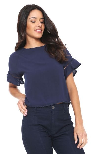 Blusa Endless Renda Azul-marinho - Marca Endless