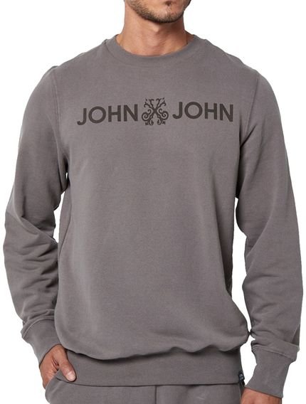 Moletom John John Masculino New Basic Logo Cáqui - Marca John John