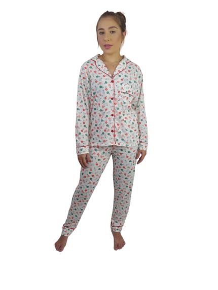 Pijama Feminino Inverno Adulto Americano Longo De Frio Floral - Marca CIA DA SEDA