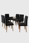 Conjunto de mesa de jantar Jade Preto 1,70x0,90 C/ 6 cadeiras RV Móveis - Marca Rv Móveis