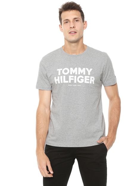 Camiseta Tommy Hilfiger Lettering Cinza - Marca Tommy Hilfiger