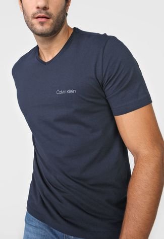 Camiseta Calvin Klein Jeans Logo Azul-Marinho - Compre Agora