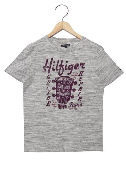 Camiseta Manga Curta Tommy Hilfiger Infantil Estampada Cinza - Marca Tommy Hilfiger Kids