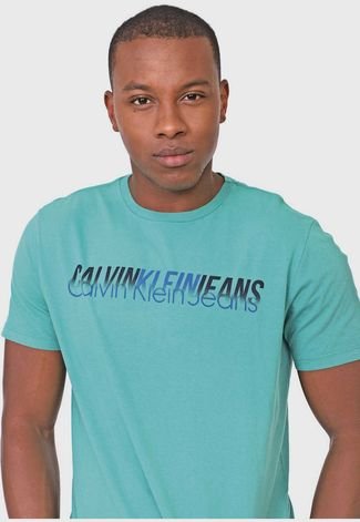Camiseta Calvin Klein Jeans Lettering Verde