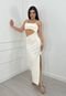Vestido Longuete Canelado Midi tubinho Agnes Abertura Lateral Branco - Marca Cia do Vestido