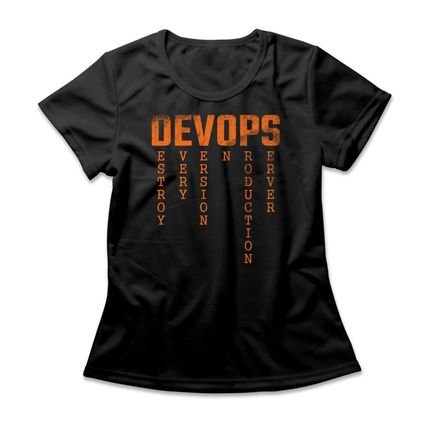 Camiseta Feminina Devops - Preto - Marca Studio Geek 