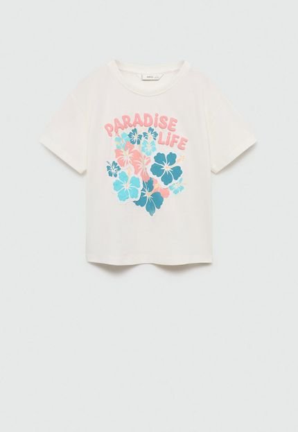 Camiseta MANGO KIDS Floral Off-White - Marca MANGO KIDS