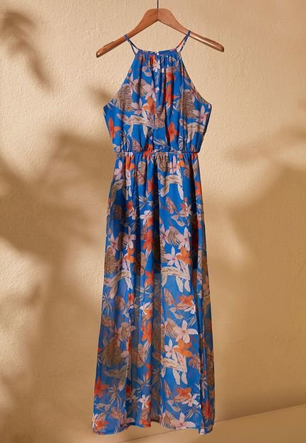 Vestido Trendyol Collection Longo Floral Azul - Marca Trendyol Collection