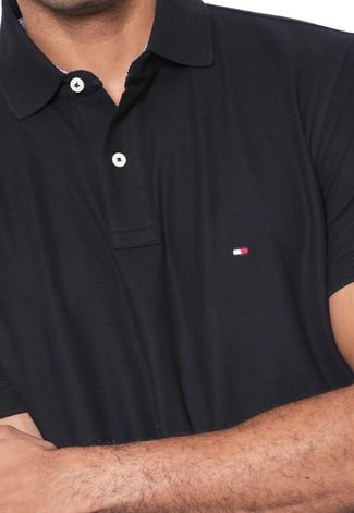 Camisa Polo Tommy Hilfiger Logo Preta